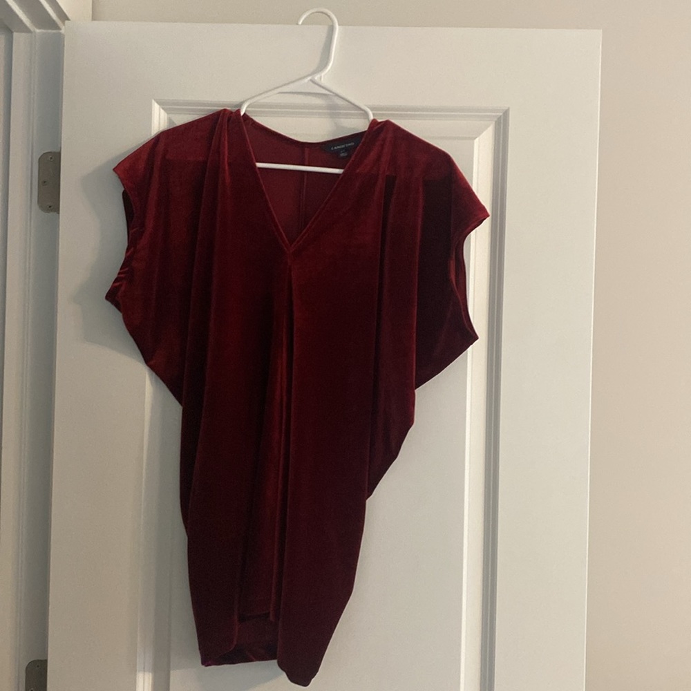Deep Red Land’s End Velvet Blouse